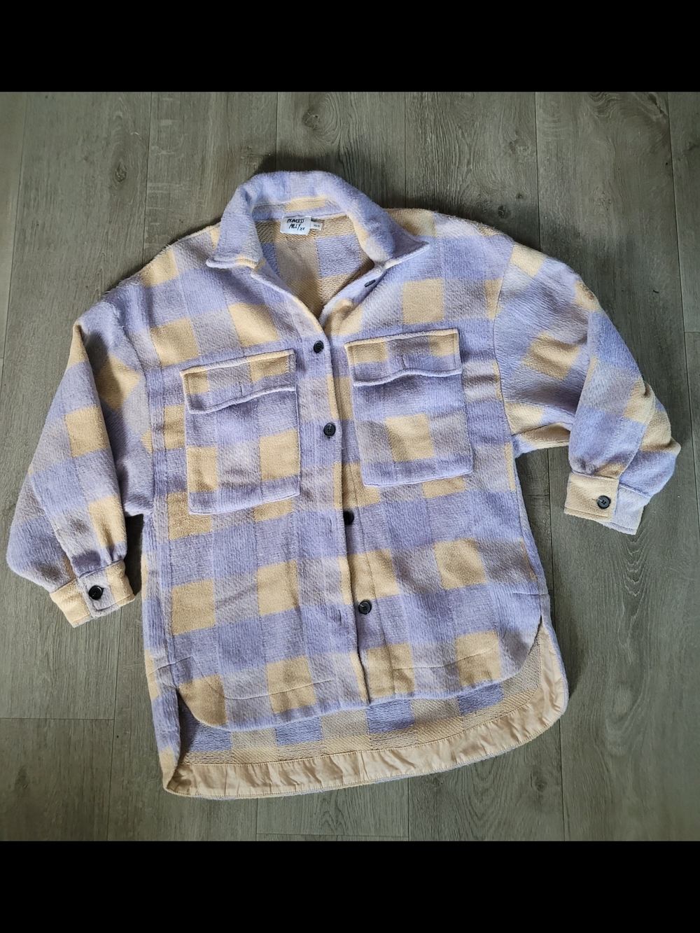 Princess Polly Lavender and Cream Checkered Knit Shirt